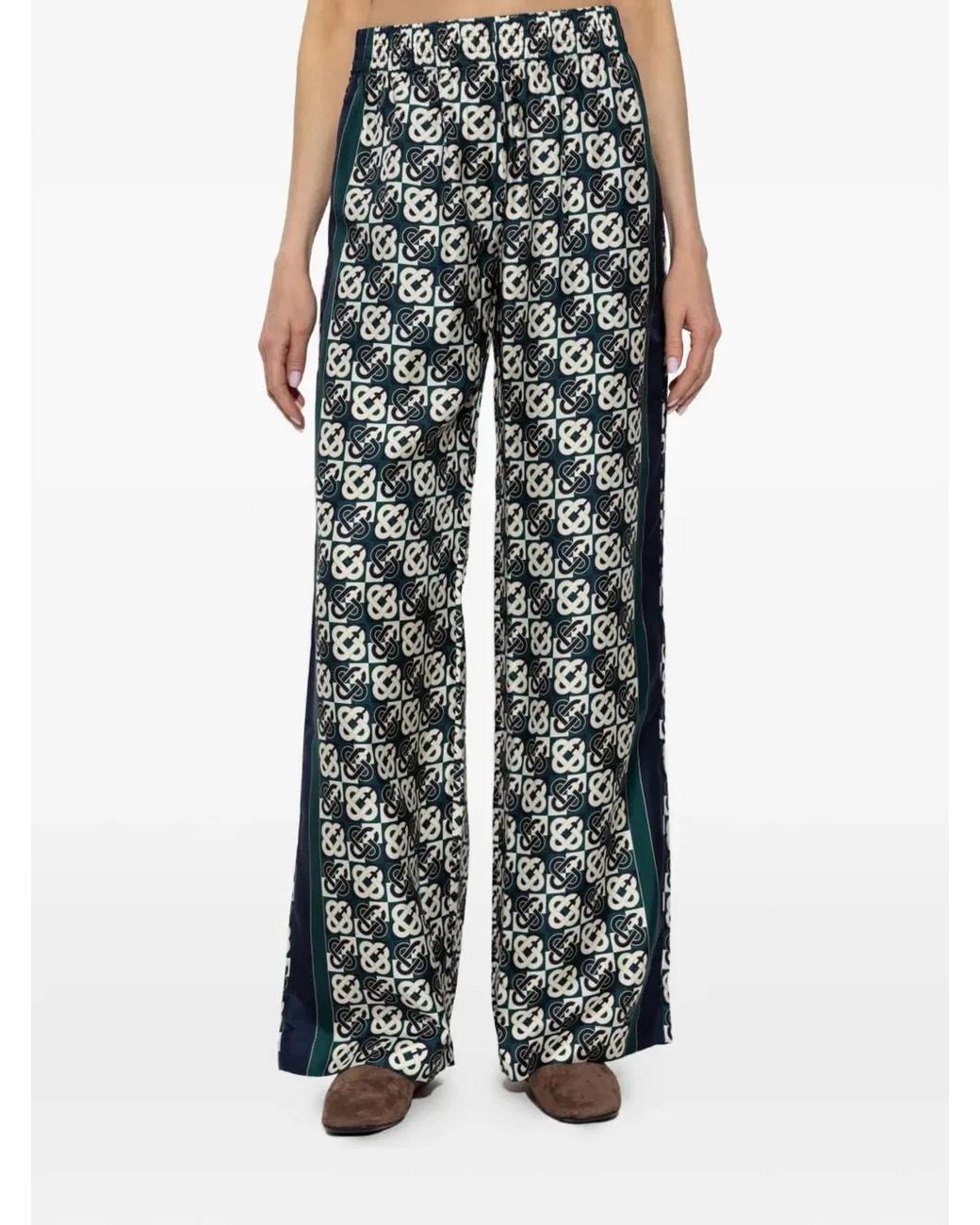 Casablanca Green Monogrammed Printed Trousers