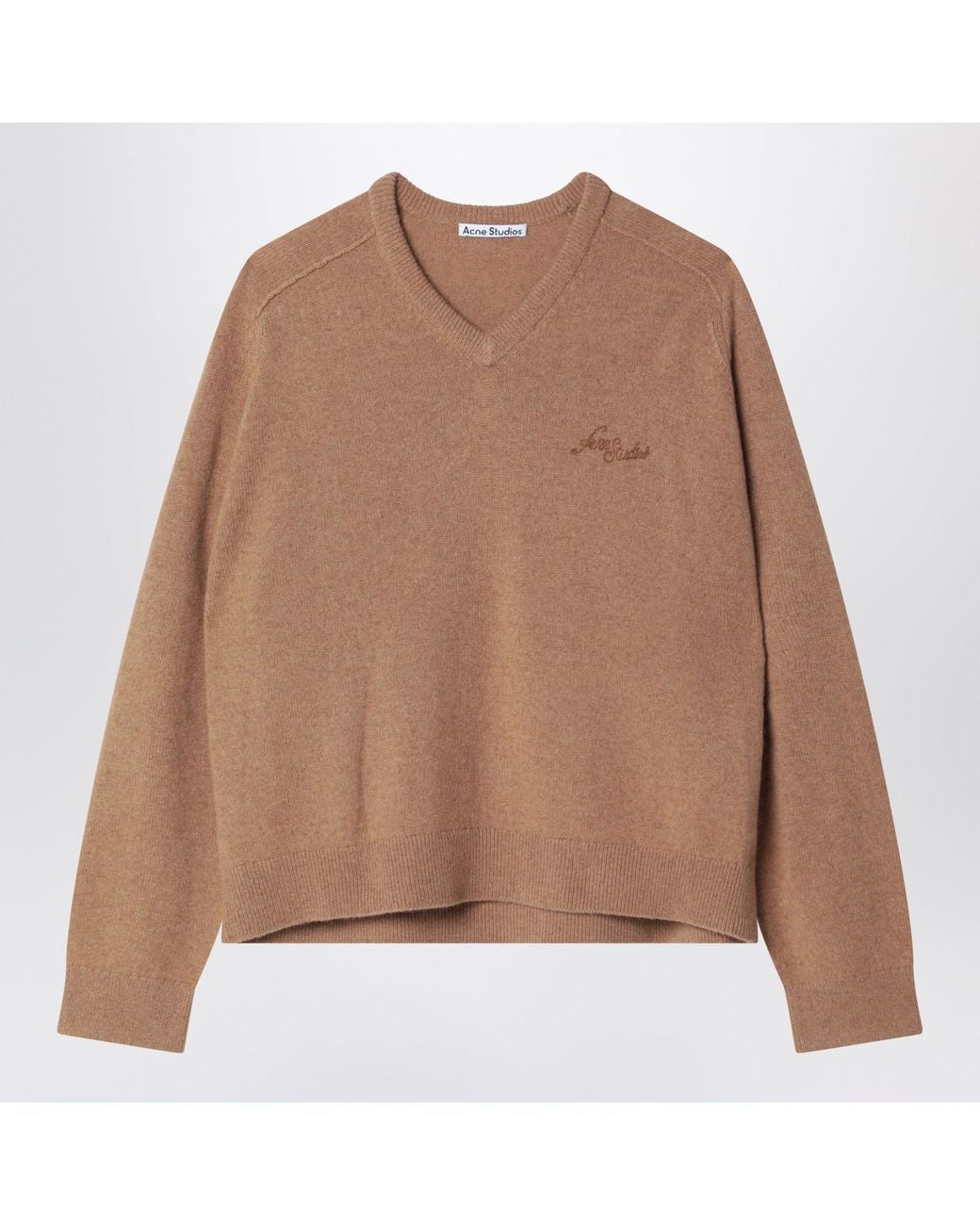 Acne Brown V-Neck Jumper for men