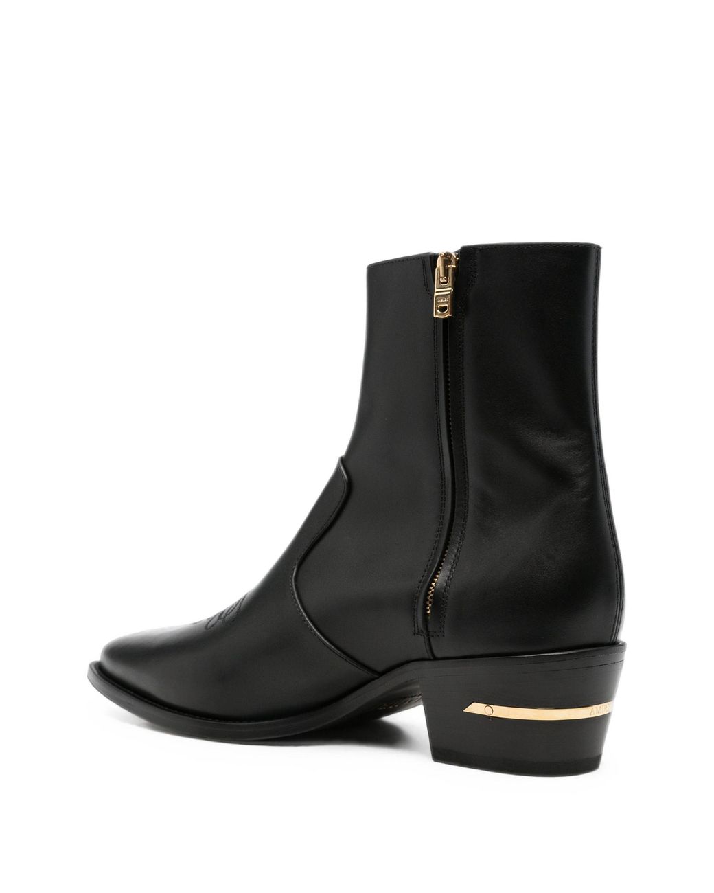 Amiri Black Ma Pointy Leather Mini Boot for men