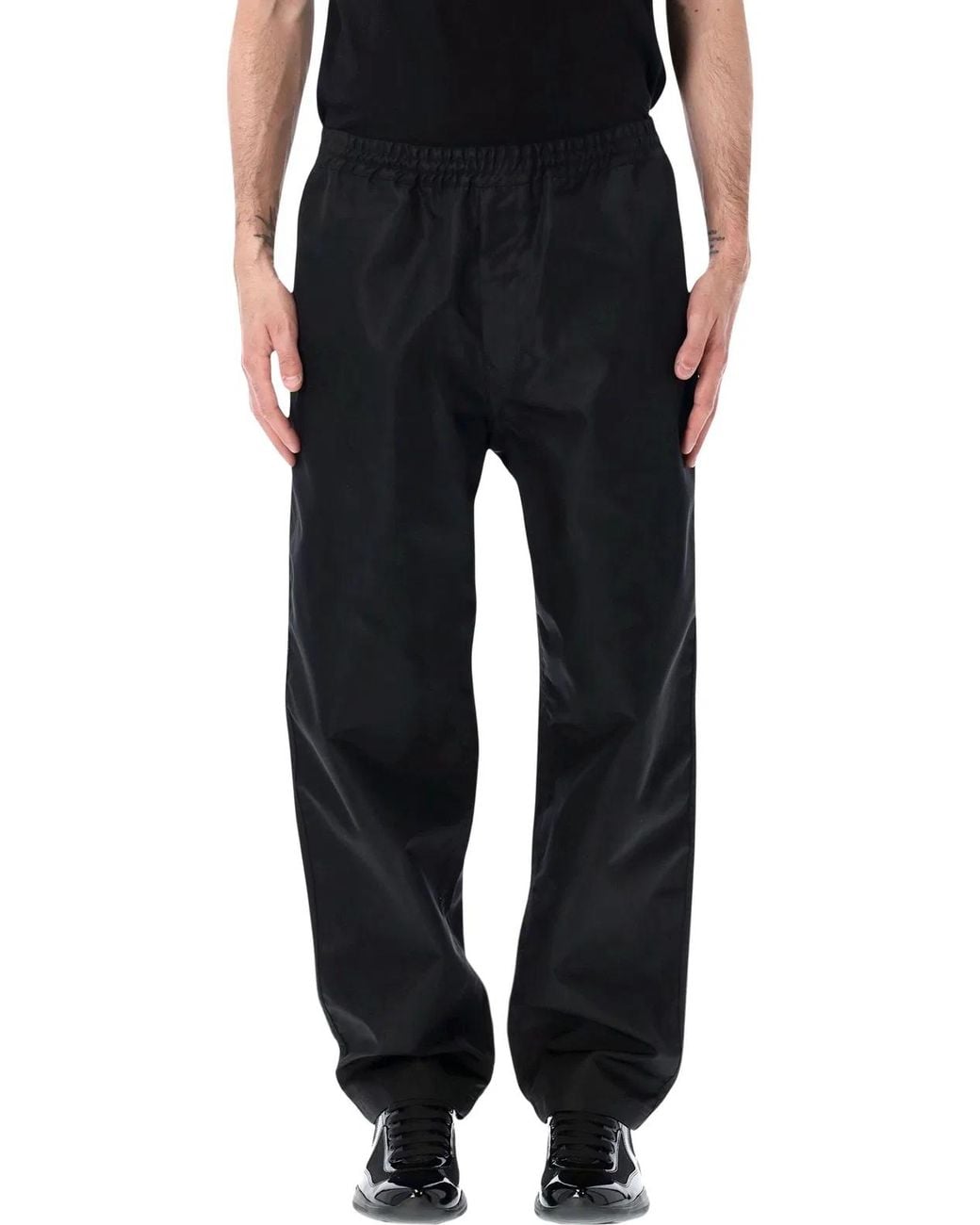 Prada Black Fluid Wide-Leg Trousers With Tailored Detailing for men