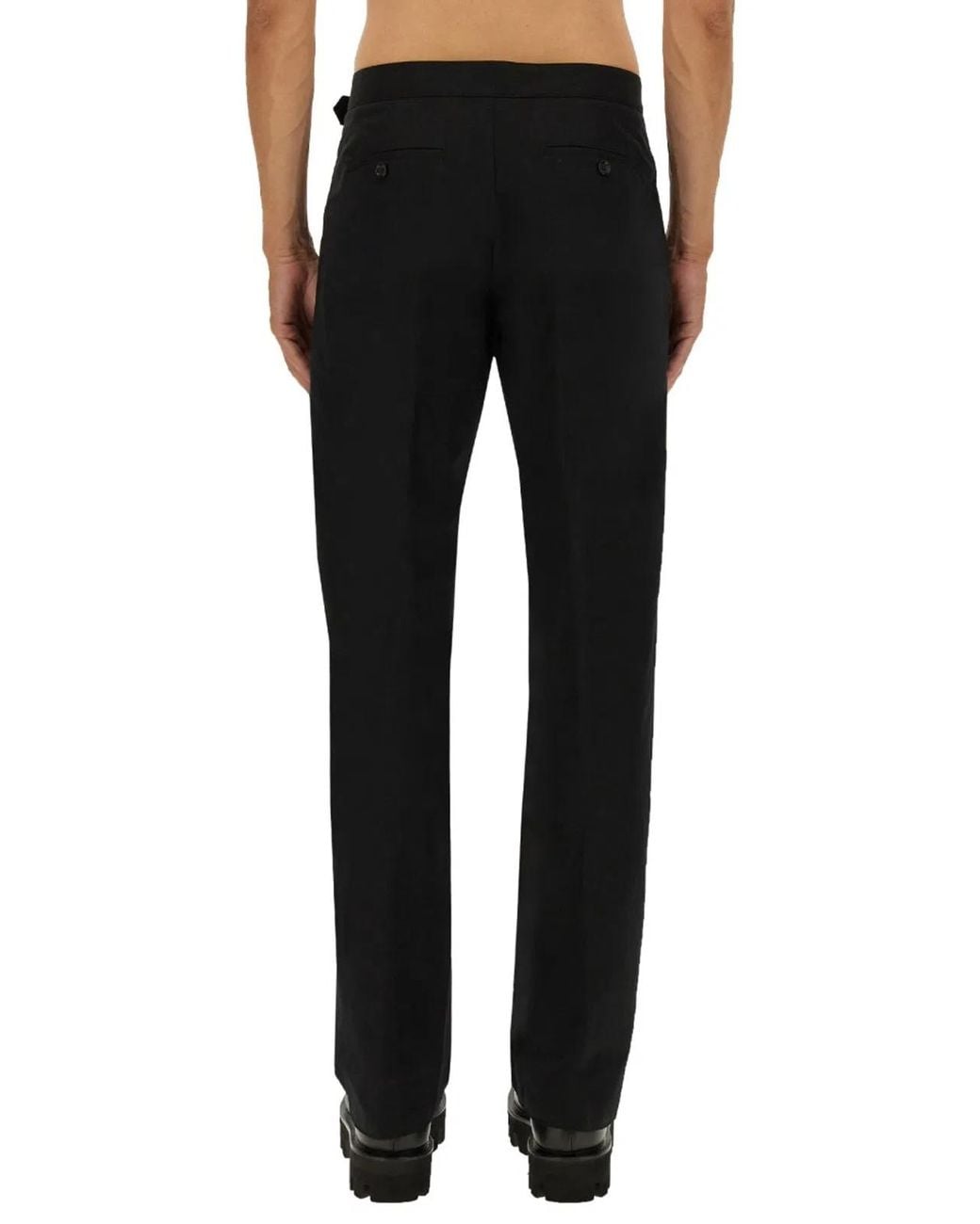 McQueen Black Pants With "T-Bar" Belt for men