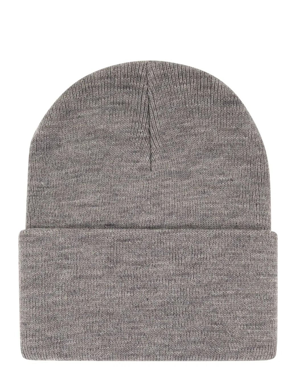 Carhartt Gray Hat With Turn-Up And Logo Label