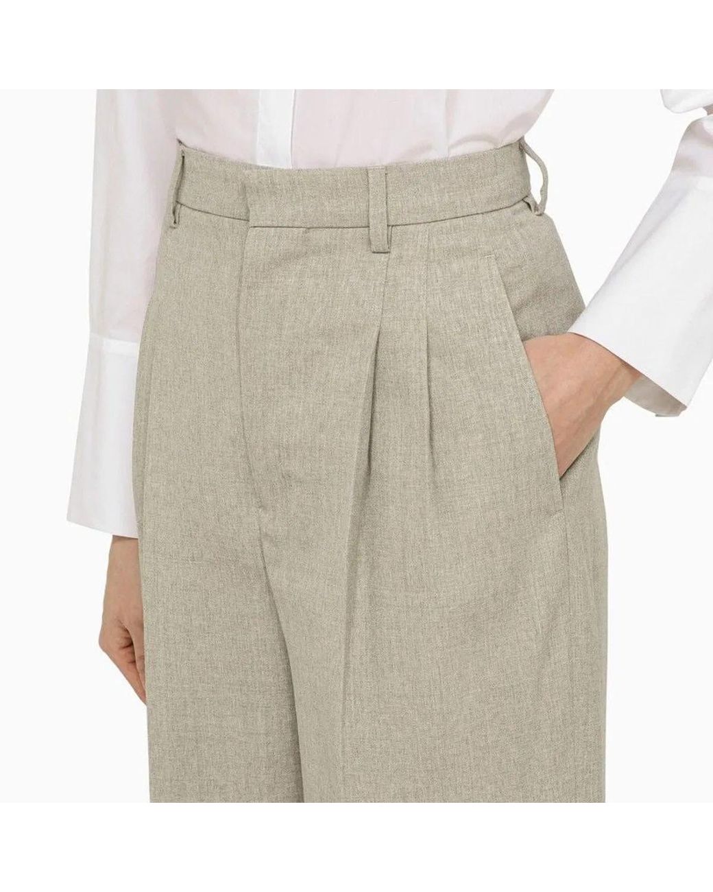 AMI Natural Light Heather Polyester Trousers