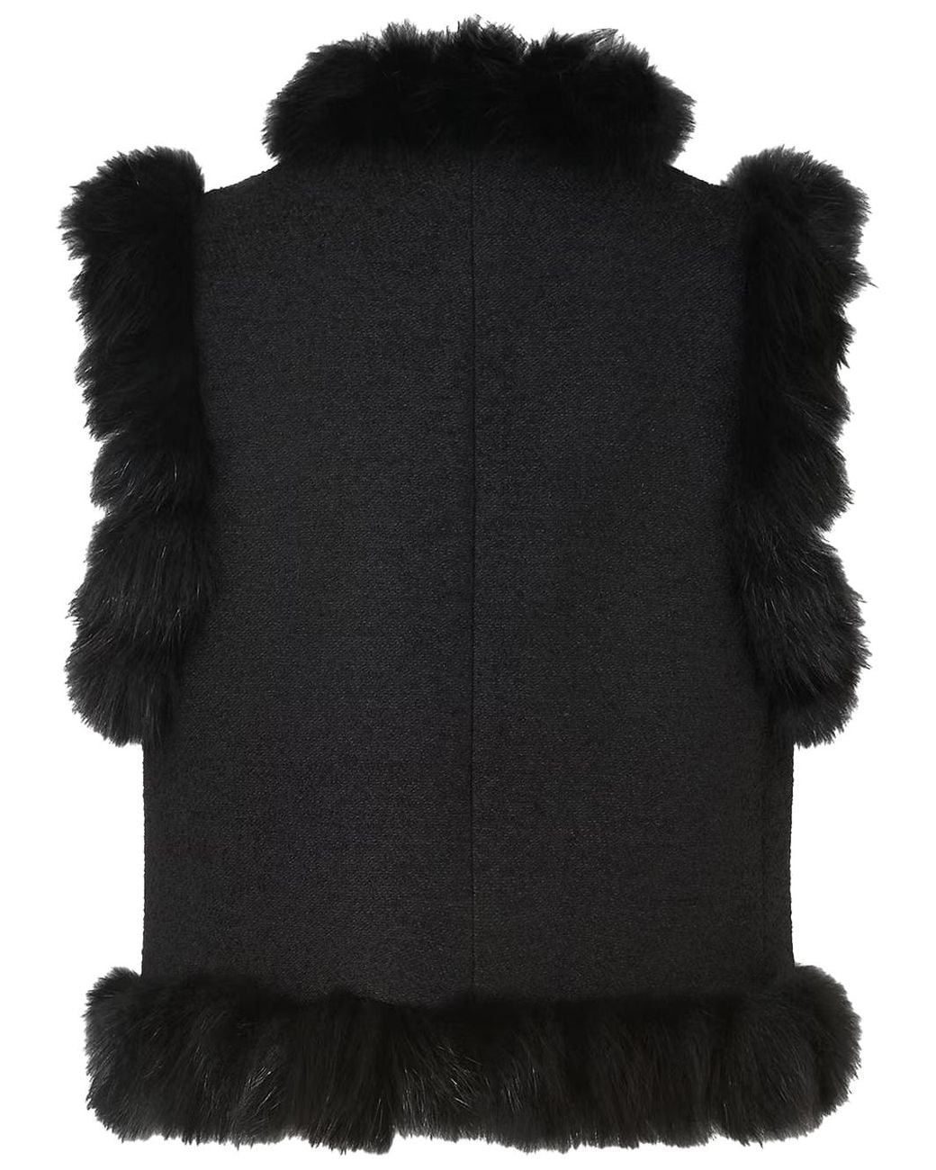 Fendi Black Wool And Fox Fur Gilet