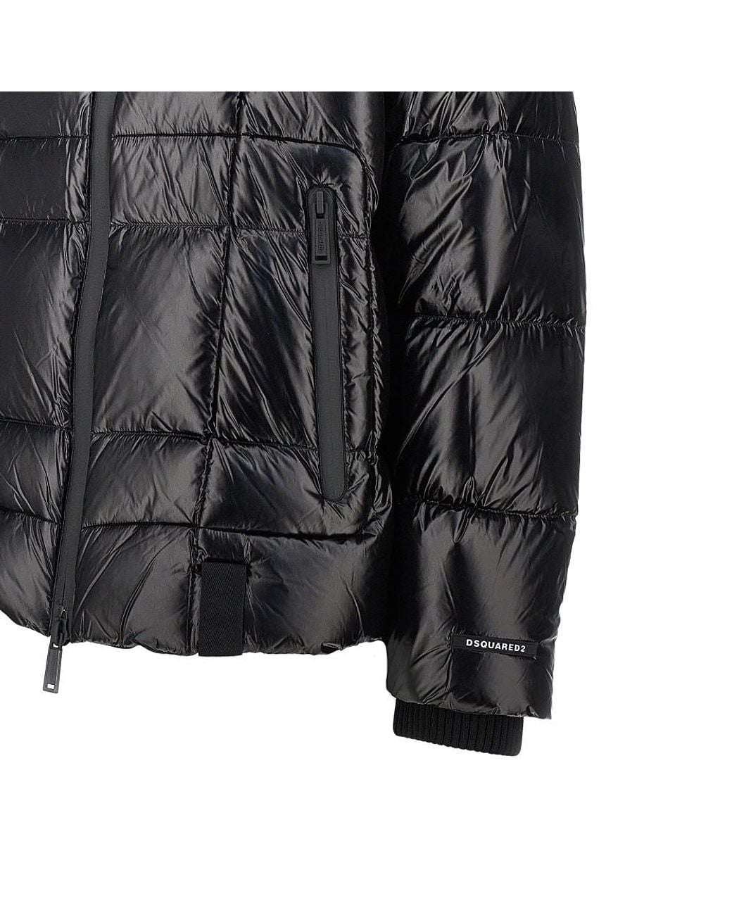 DSquared² Black Quilted And Padded Nylon Downjacket for men