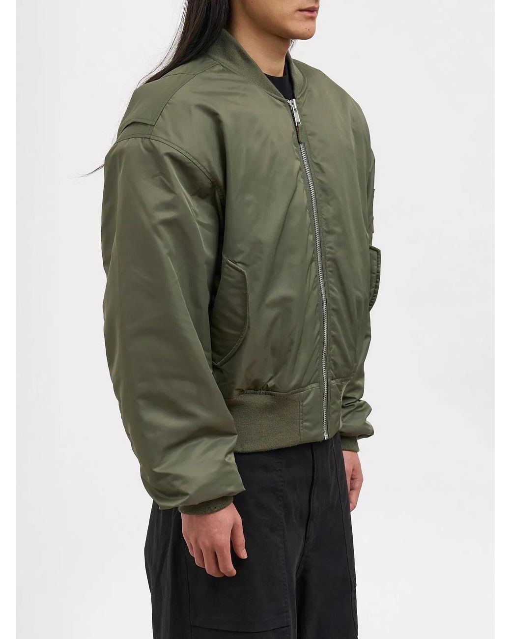 Entire studios Green Cropped Broad Khaki Bomber for men
