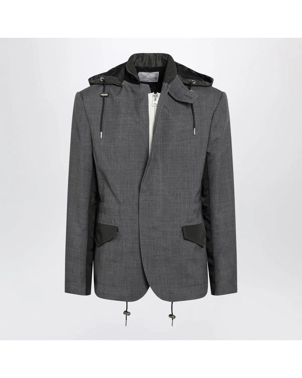 Sacai Gray Khaki Wool And Nylon Jacket for men