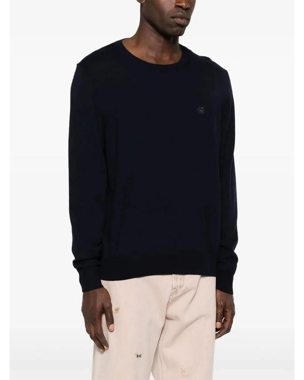 Etro Black Knitted C-Neck for men
