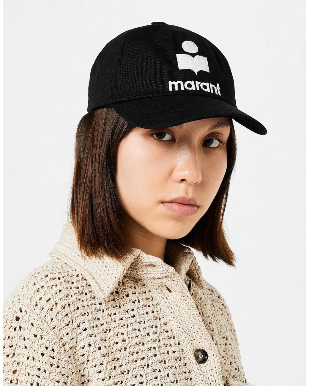 Isabel Marant Black Tyron Logo Baseball Cap
