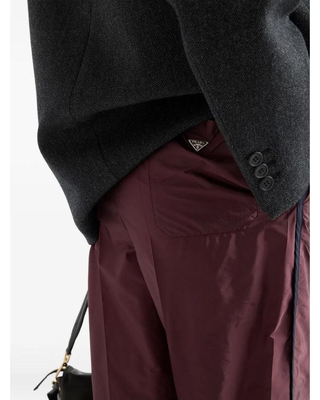 Prada Purple Bordeaux Recycled Polyamide Trousers