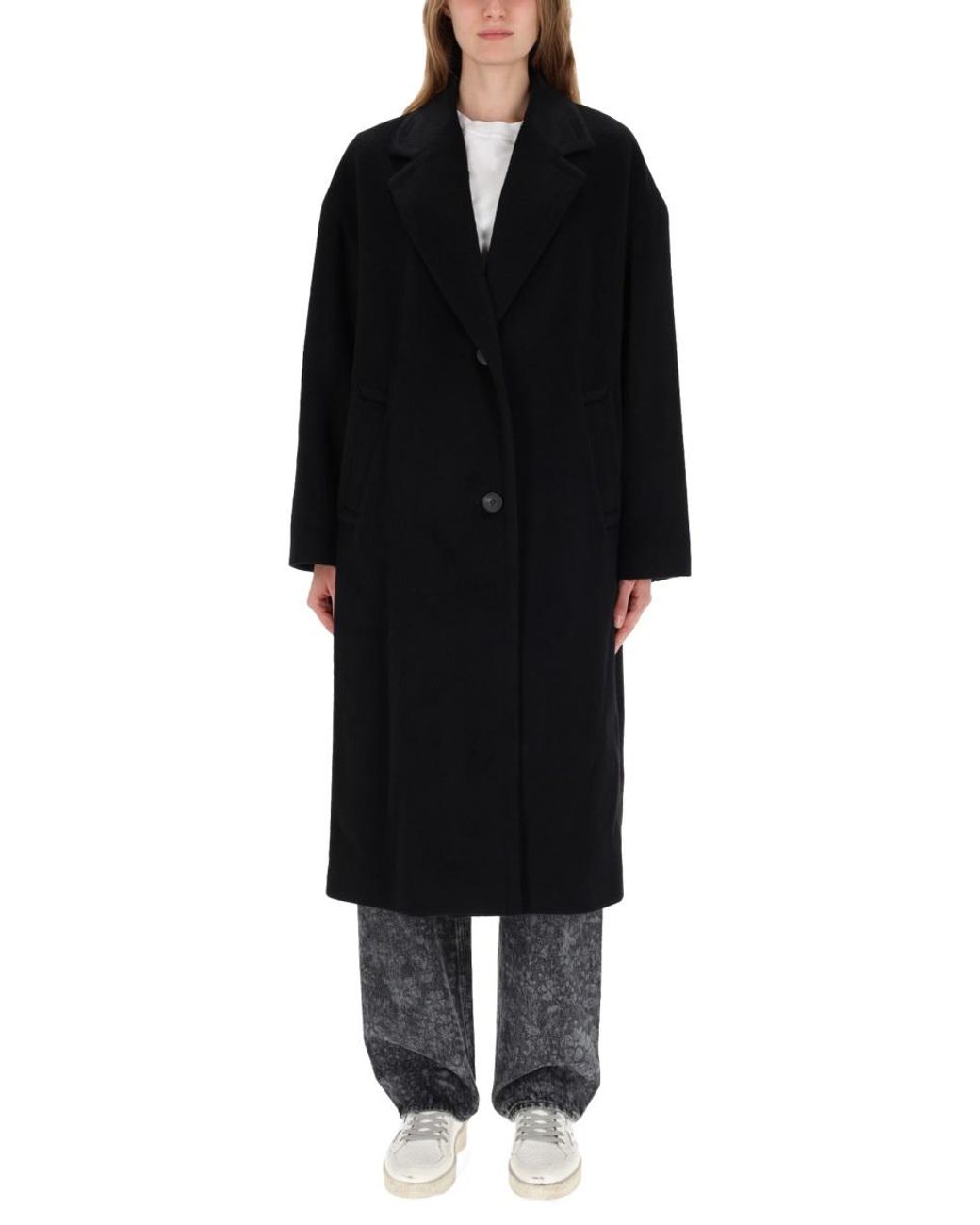 Golden Goose Deluxe Brand Black Single-breasted Cocoon Coat