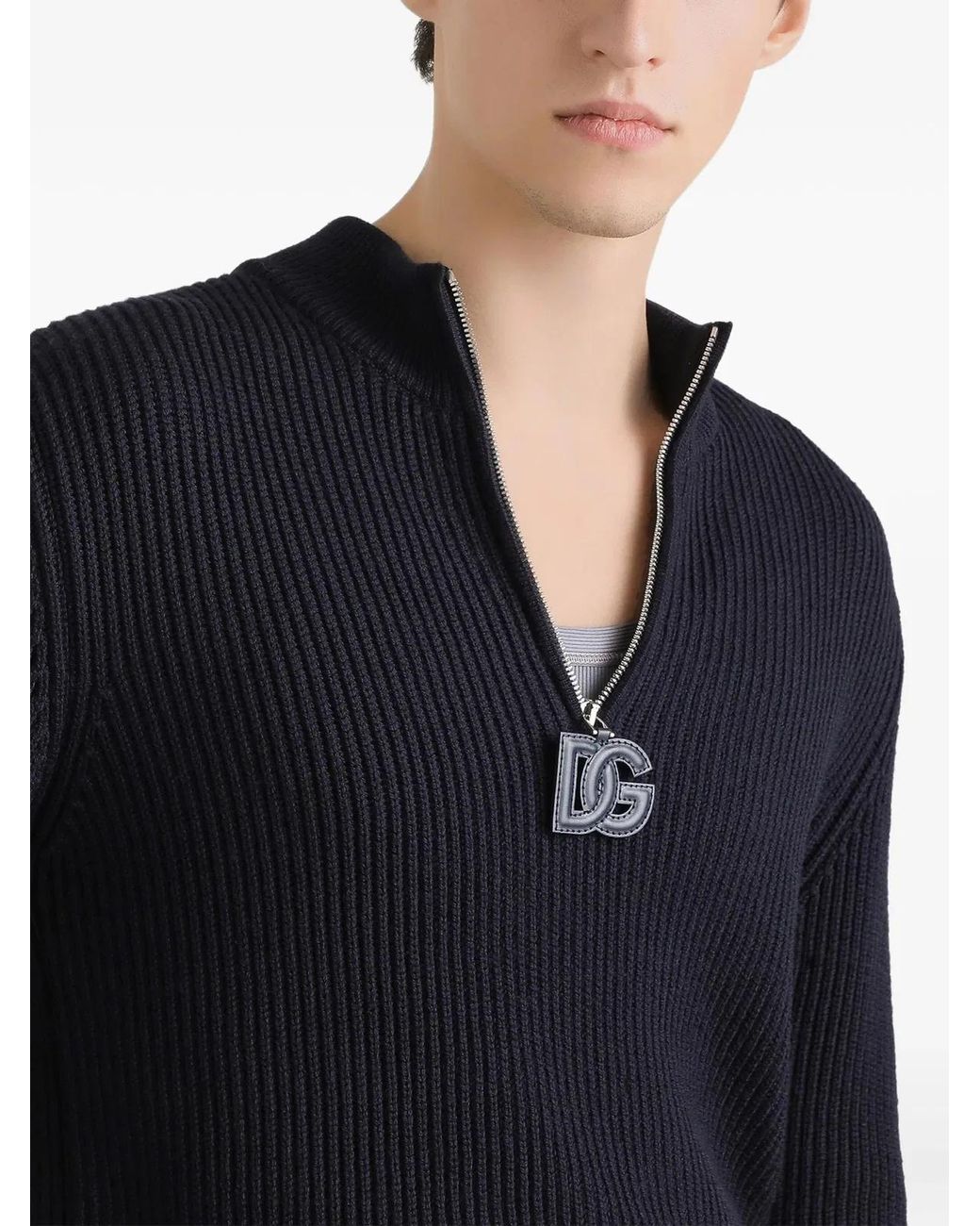 Dolce & Gabbana Blue Sweater Virgin Wool for men