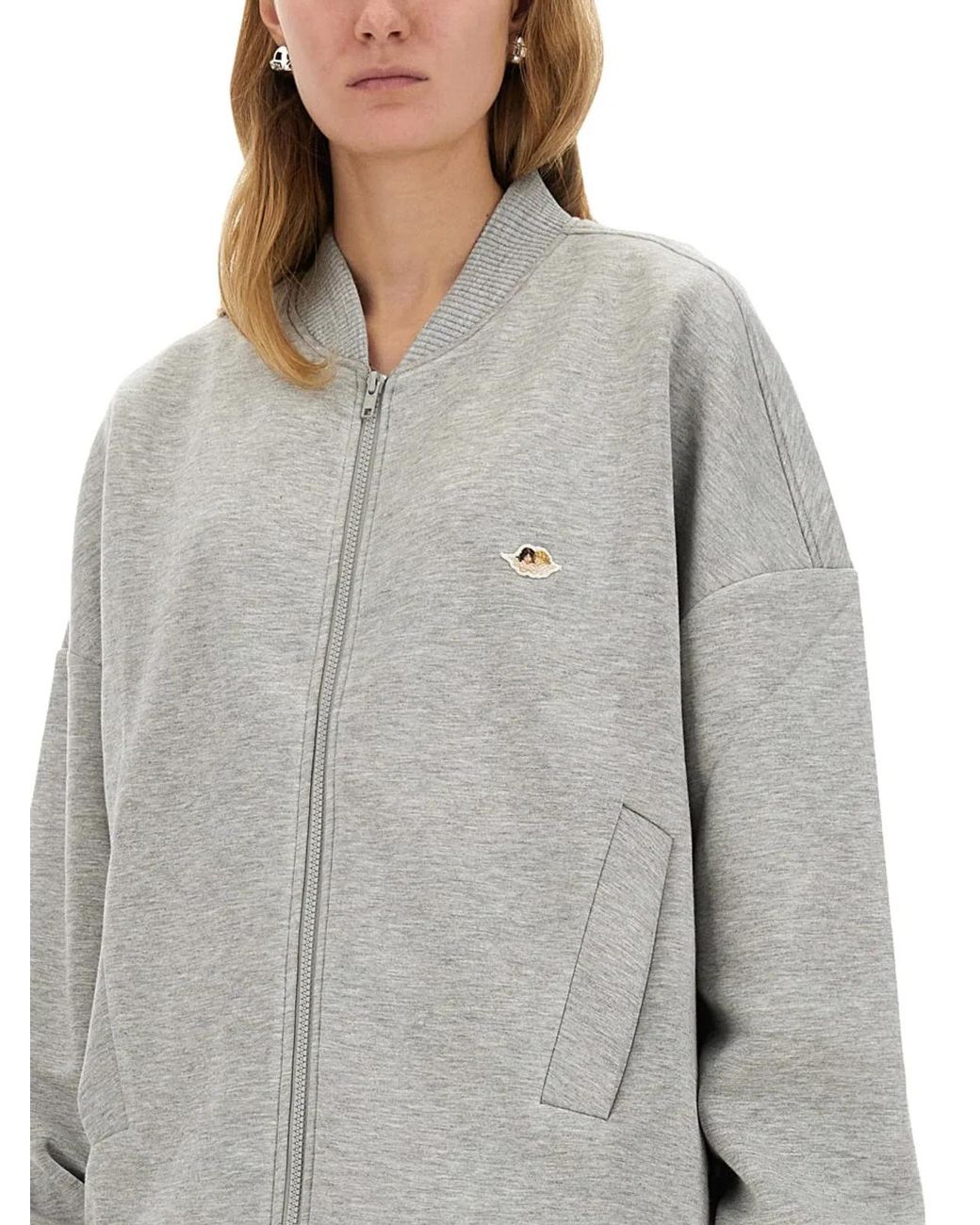 Fiorucci Gray Zippered Sweatshirt Angel