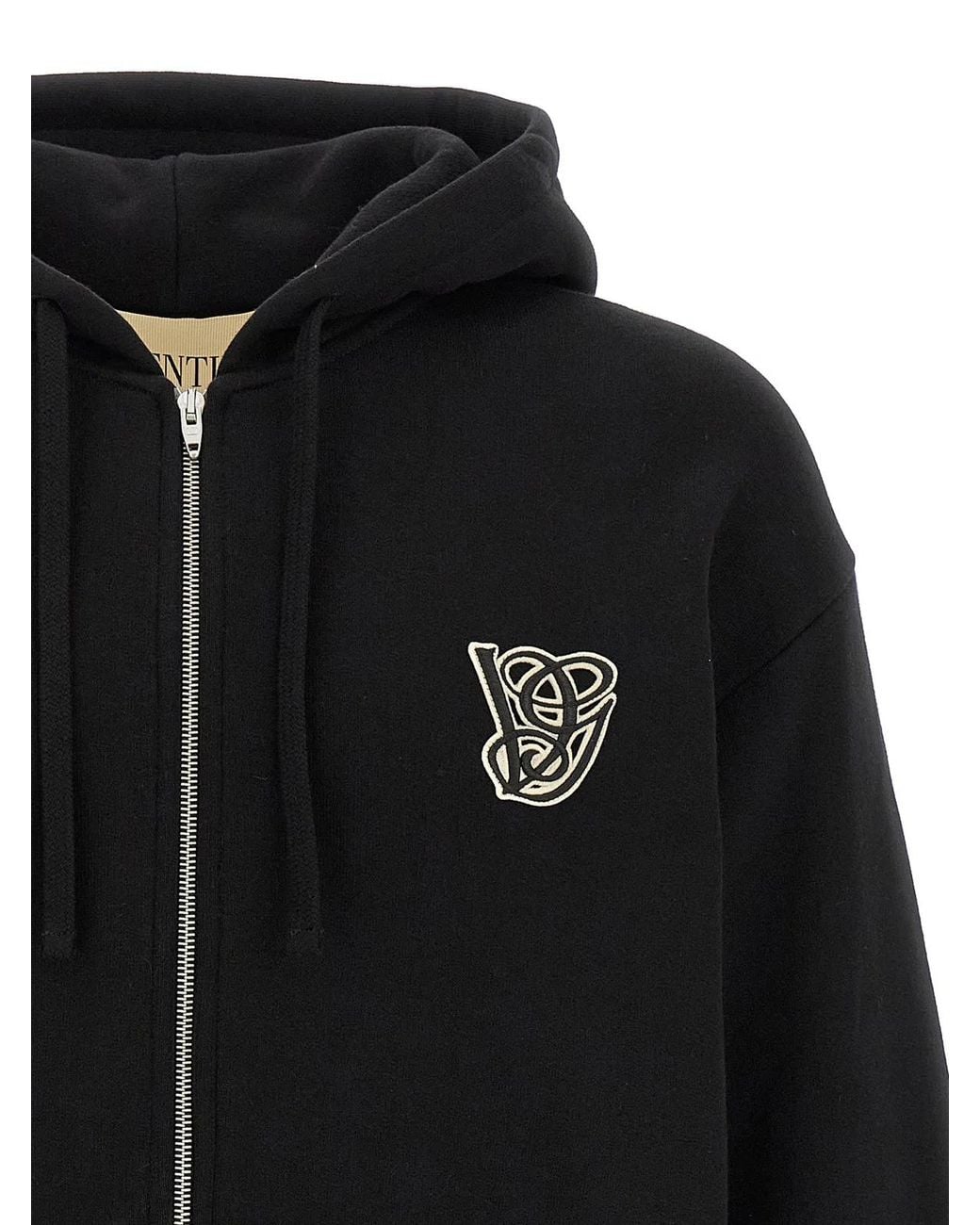 Valentino Garavani Black Hoodie Vg Patch for men