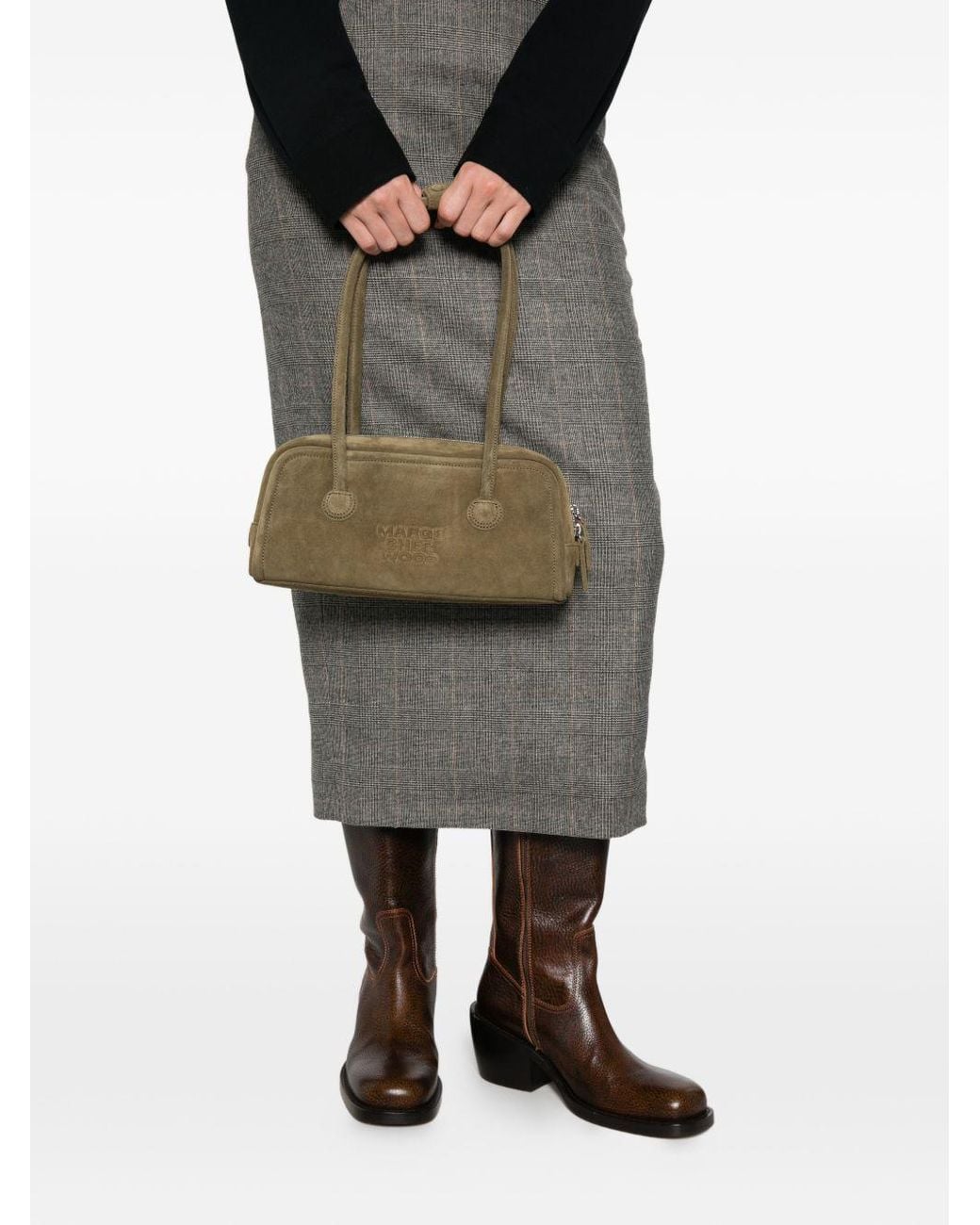 MARGE SHERWOOD Green Leather Boston Bag