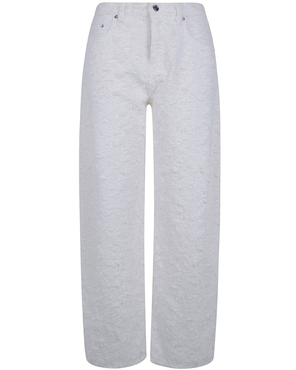 Haikure White "Clyde Double Fur Denim" Wide Leg Jeans