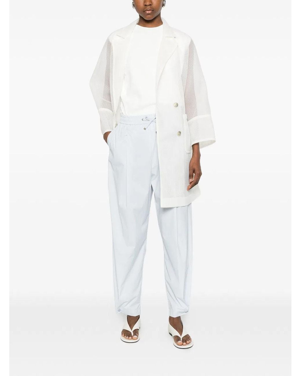Herno White Polyamide Elastane Drawstring-Fastening Trousers