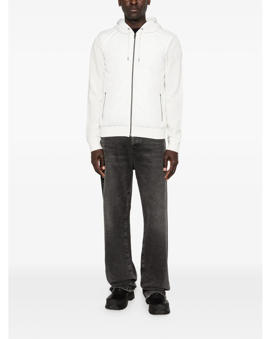 Herno White Natural Cotton Polyester Sweatshirt Jacket for men
