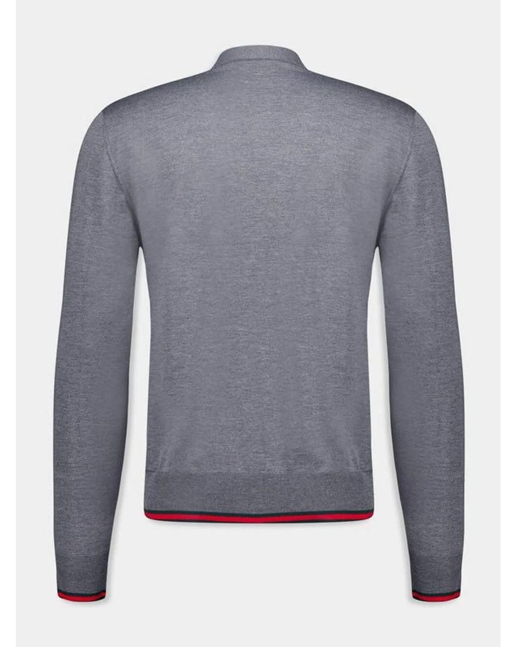 Gucci Blue Wool Knit Cardigan With Web for men