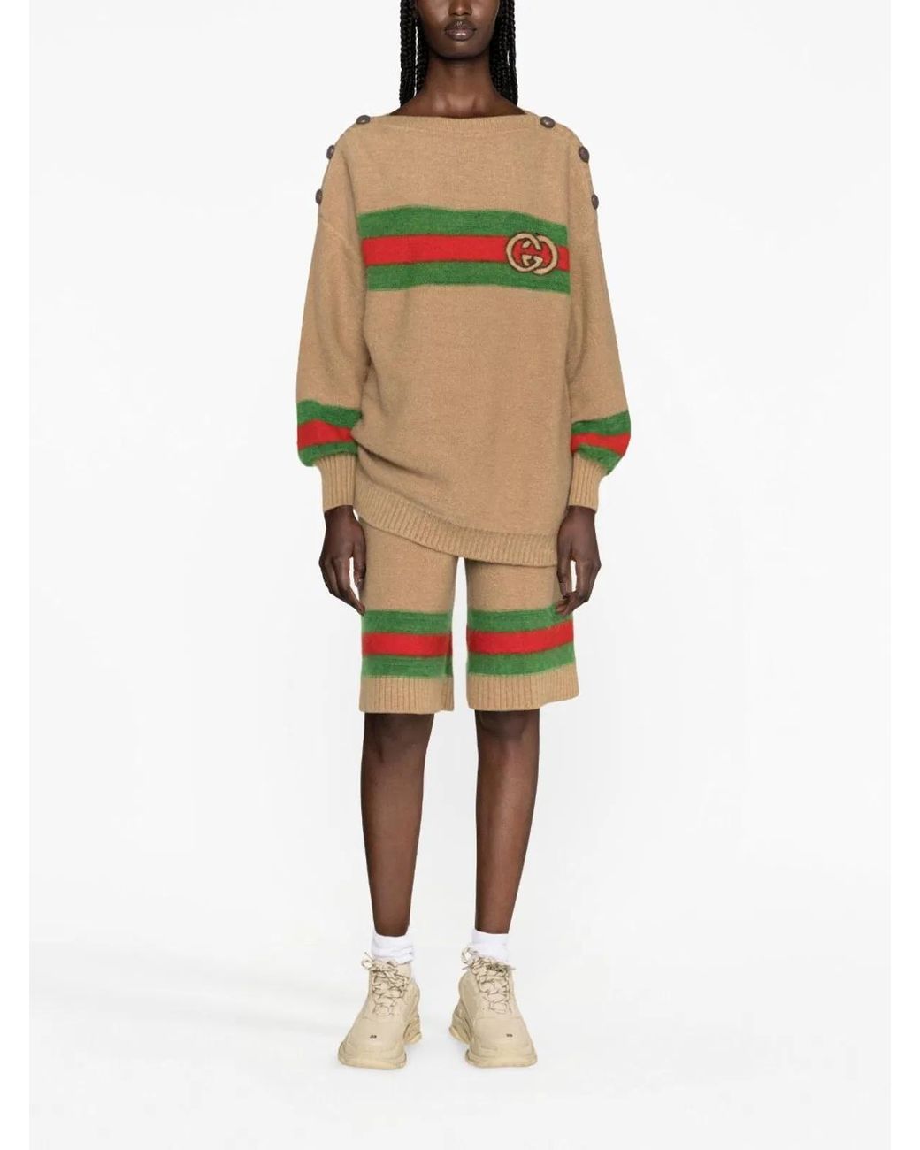 Gucci Green Web Detail Wool Top