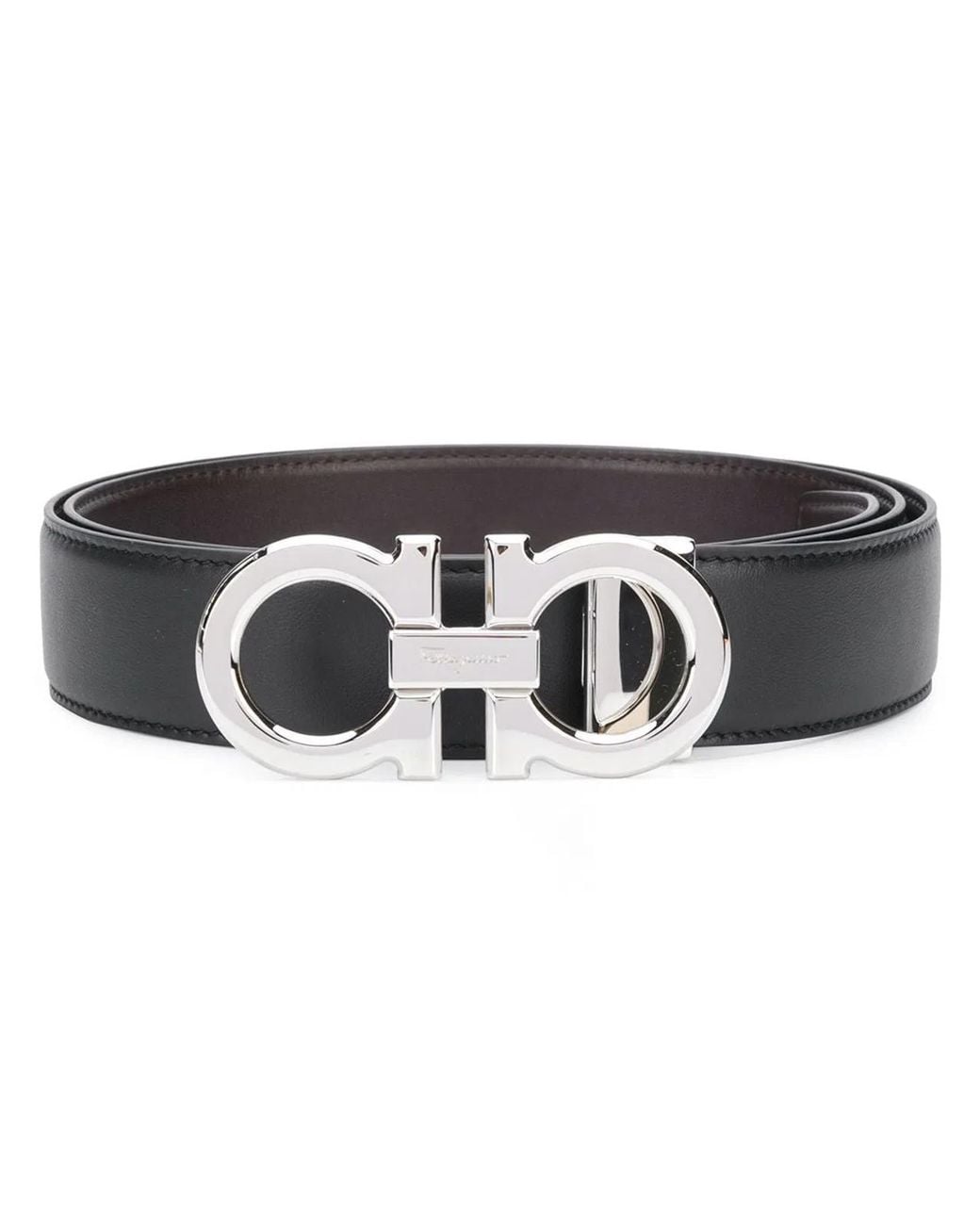 Ferragamo Black Gancini Reversible Buckle Belt for men