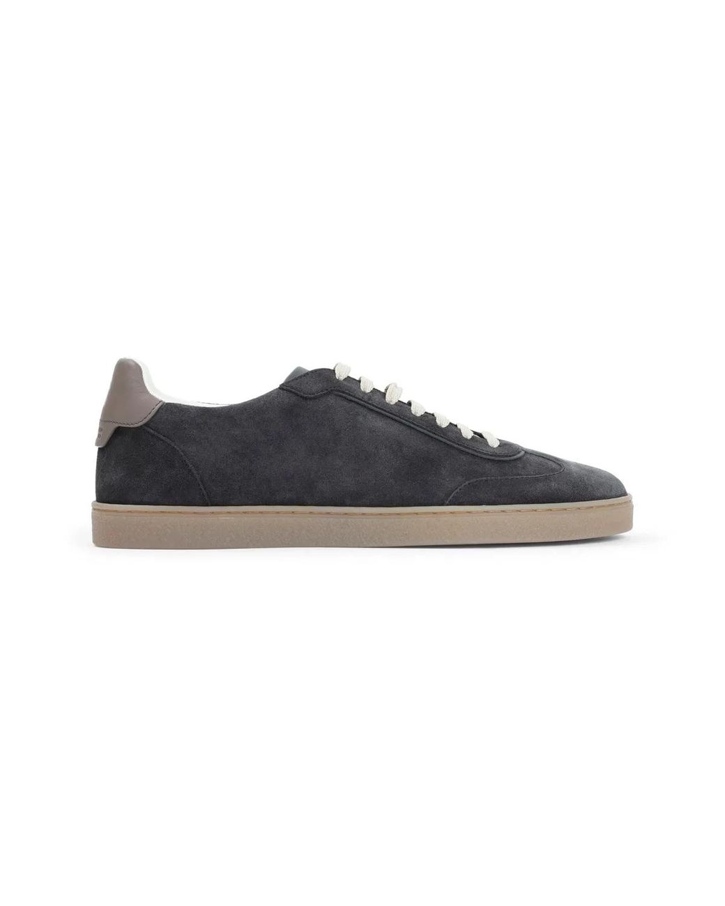 Brunello Cucinelli Blue Pepper Bison Suede Sneakers for men