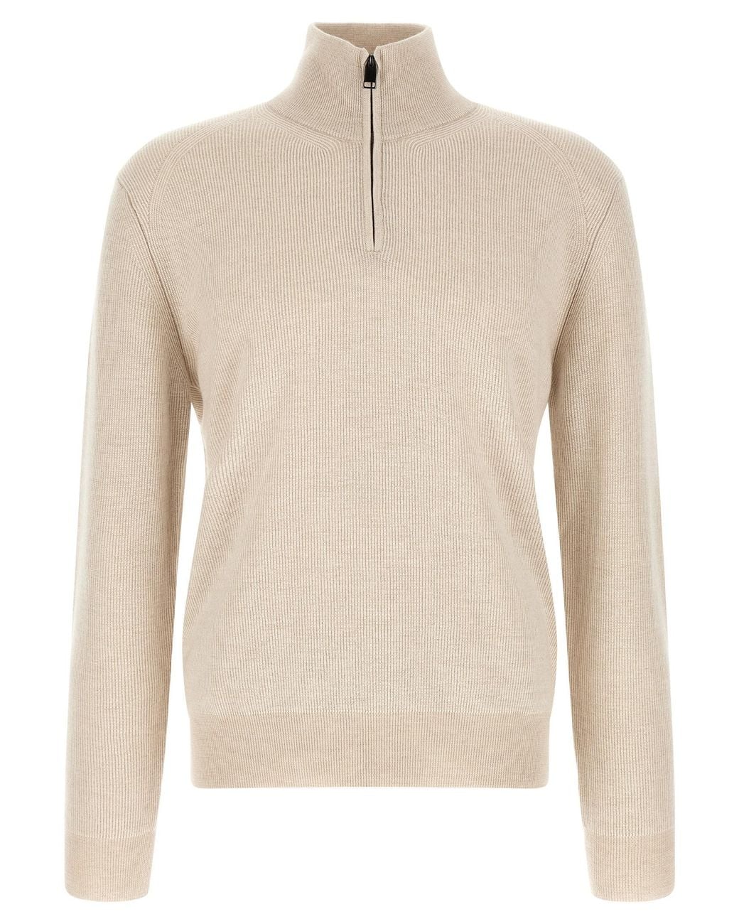 Brioni Natural High Neck Sweater With Zip for men