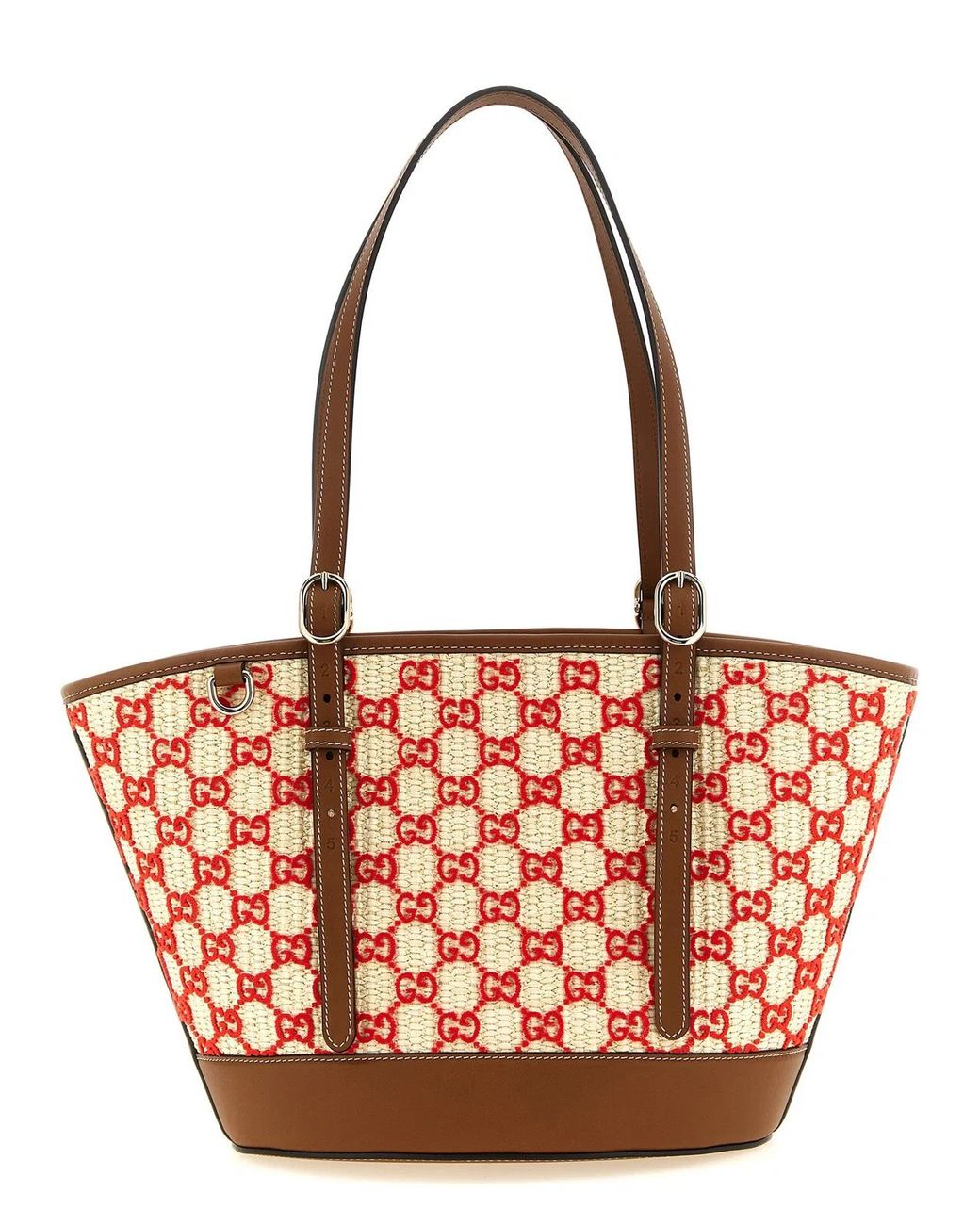Gucci Red Small Woven Shopping Bag