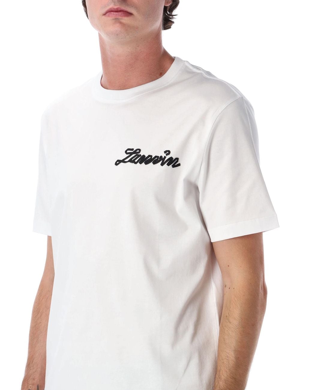 Lanvin White Small Ribbon Cotton T-Shirt for men