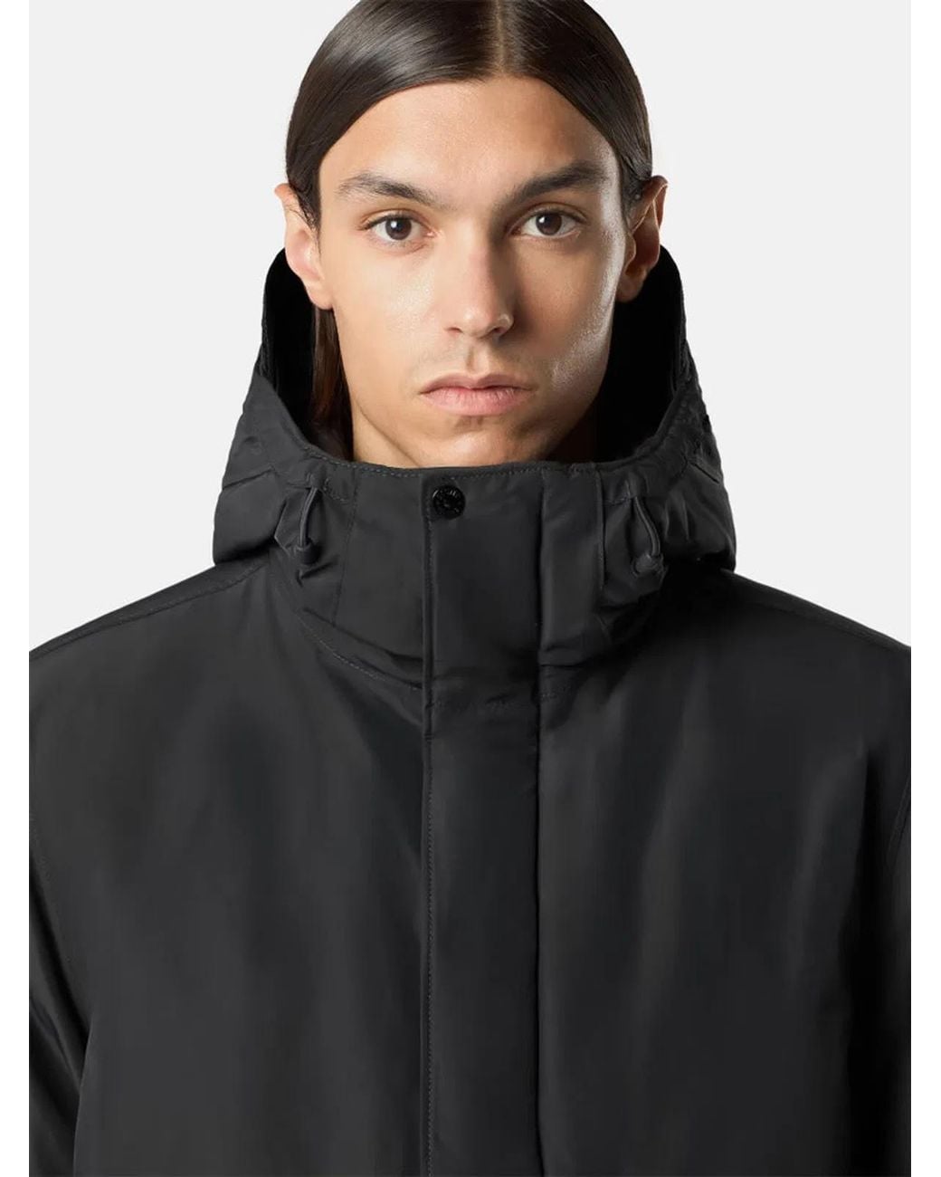 Stone Island Black Micro Reps Hooded Down Jacket for men