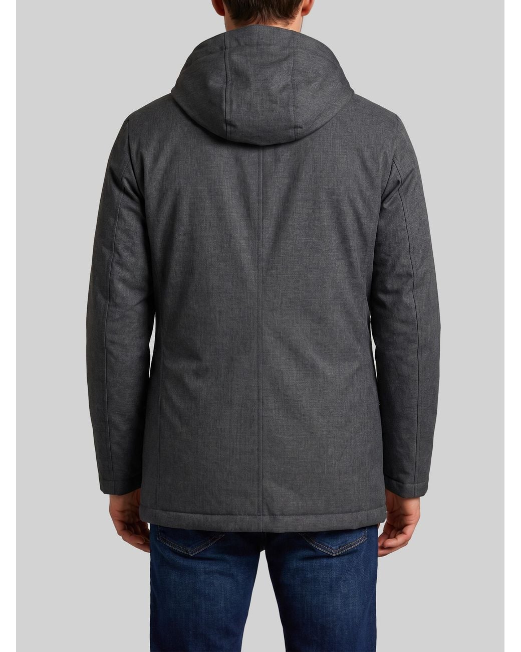 Herno Gray Waterproof Flannel Hooded Jacket for men