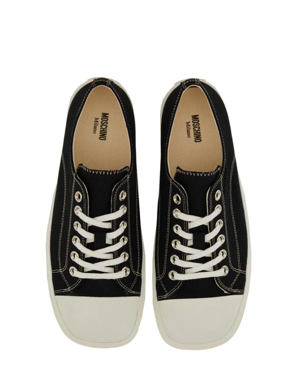 Moschino Black Leather Sneaker Edge Trainers for men