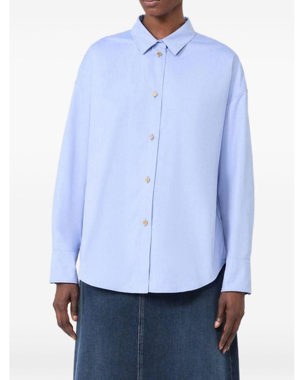 Max Mara Blue Volonta Cotton Button-Down Shirt For