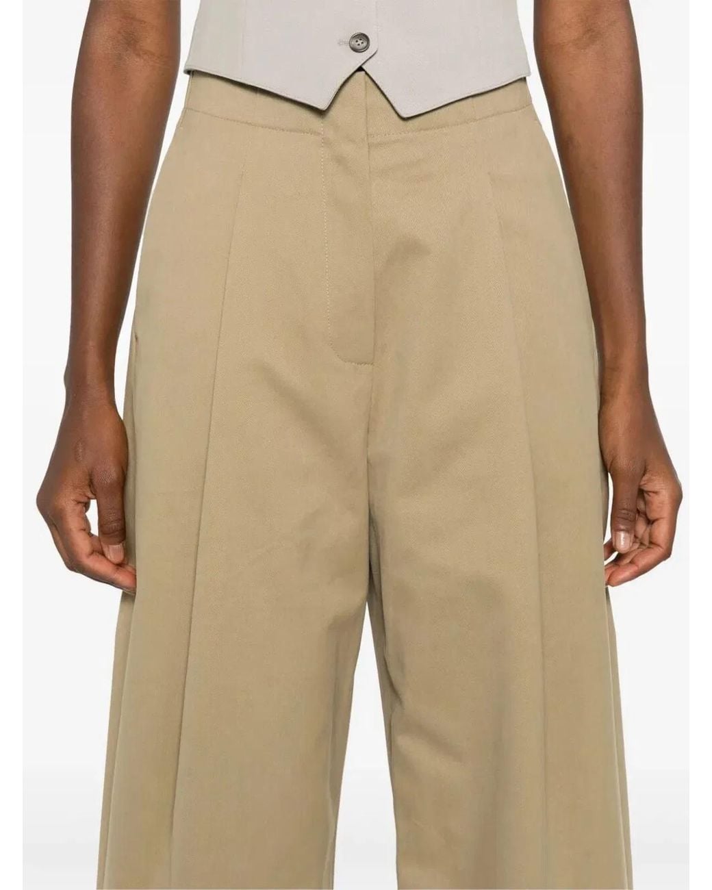 Studio Nicholson Natural Cotton Wide-Leg Trousers