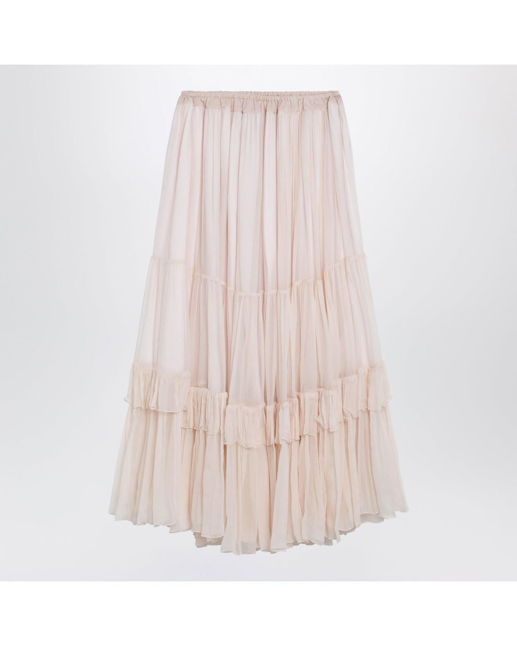 Chloé Pink Powder Silk Midi Skirt