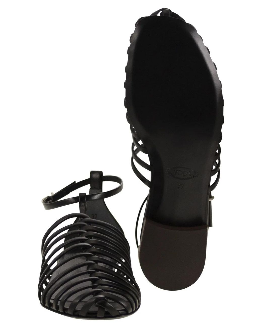 Tod's Black Leather Sandal
