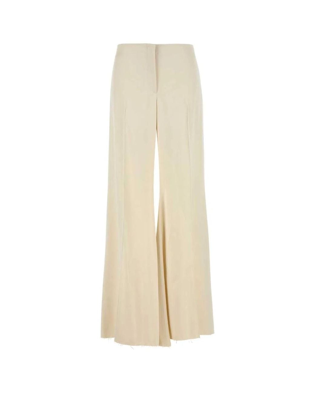 McQueen White Cream Satin Wide-Leg Pant