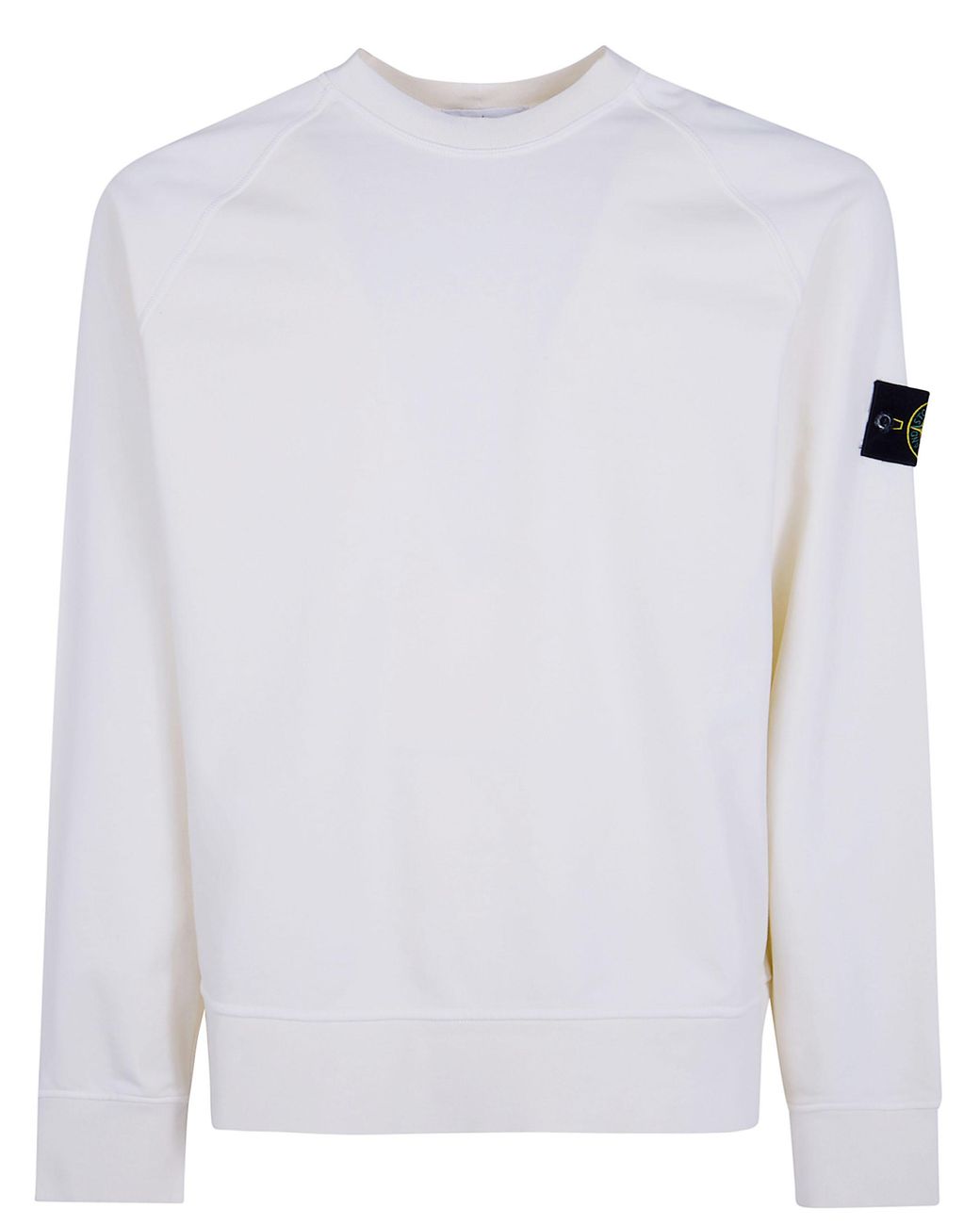 Stone Island White Compass Badge Cotton Crew Neck Sweatshirt for men