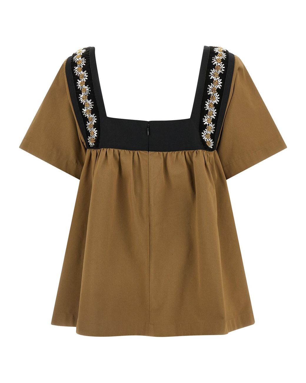Prada Brown Embroidery Top