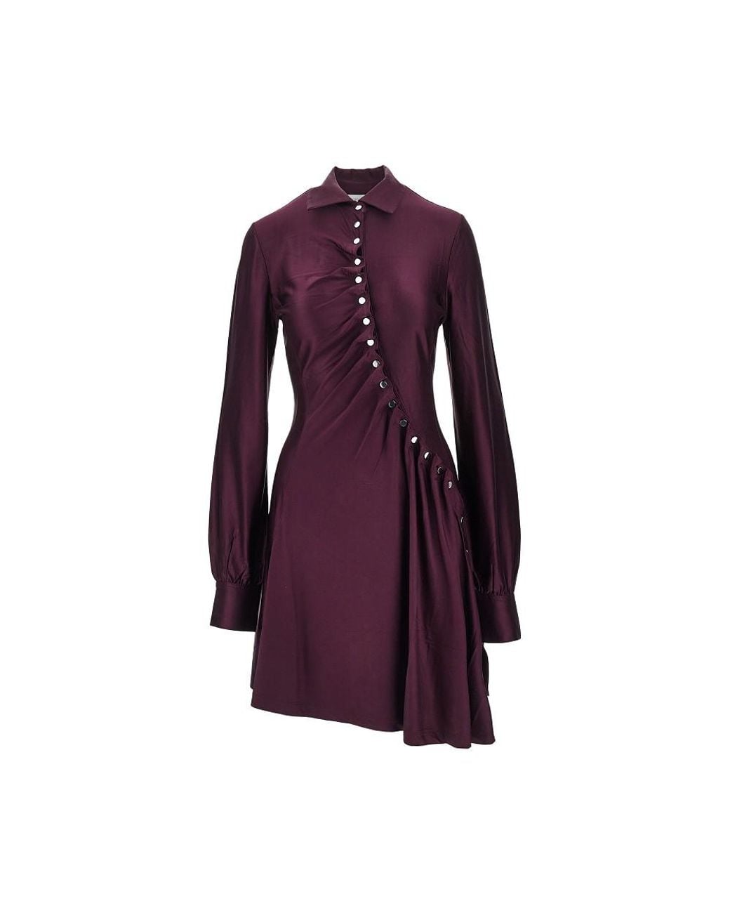 Rabanne Purple Draped Jersey Mini Dress