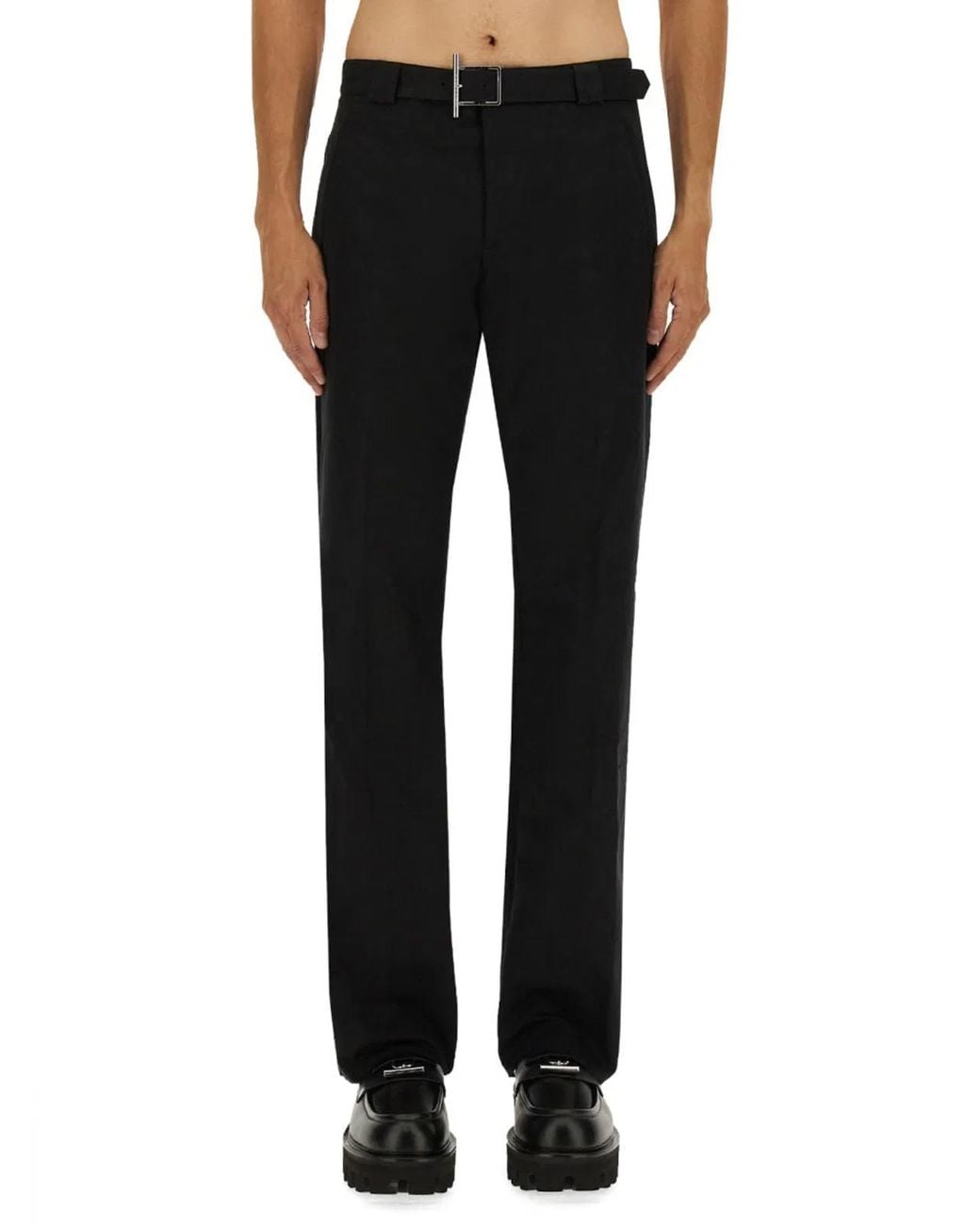 McQueen Black Pants With "T-Bar" Belt for men