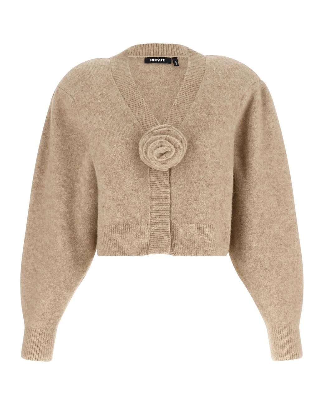 ROTATE BIRGER CHRISTENSEN Natural Rotate Birger Christensen 3D Flower Knit Cardigan