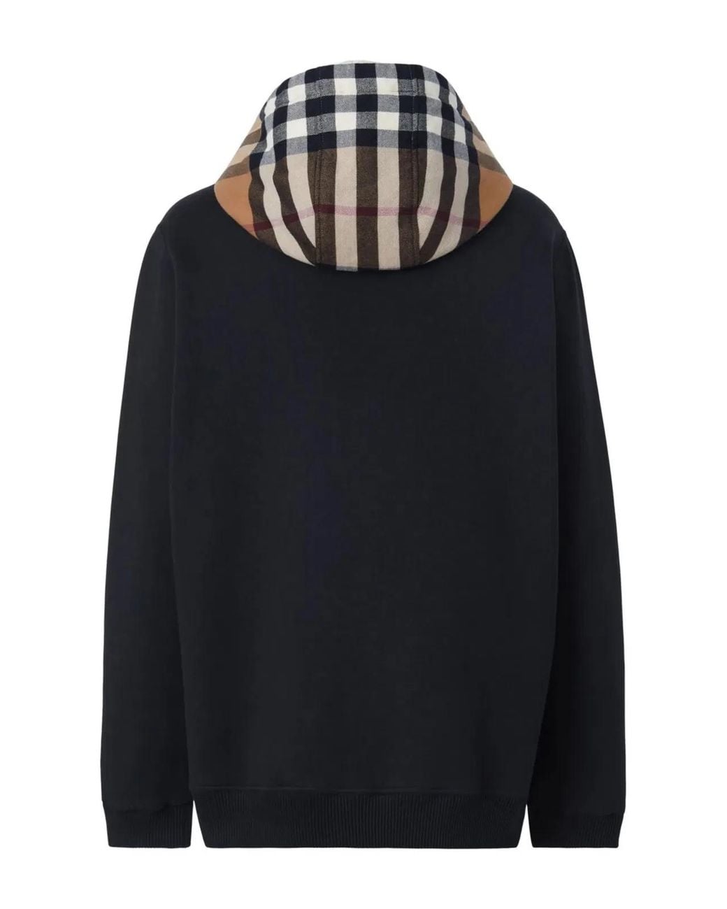 Burberry Black Check-Pattern Zip-Up Hoodie for men