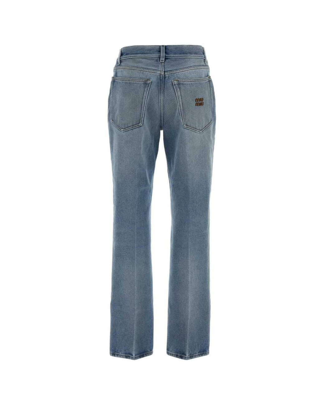 Miu Miu Blue Washed Denim Five-Pocket Jeans