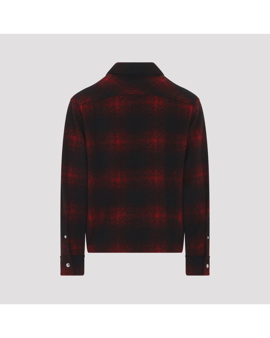 Moncler Red Overshirt Con Zip Motivo Check for men