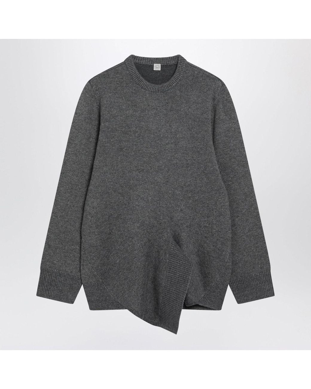 Totême Gray Dark Asymmetrical Wool And Cashmere Sweater