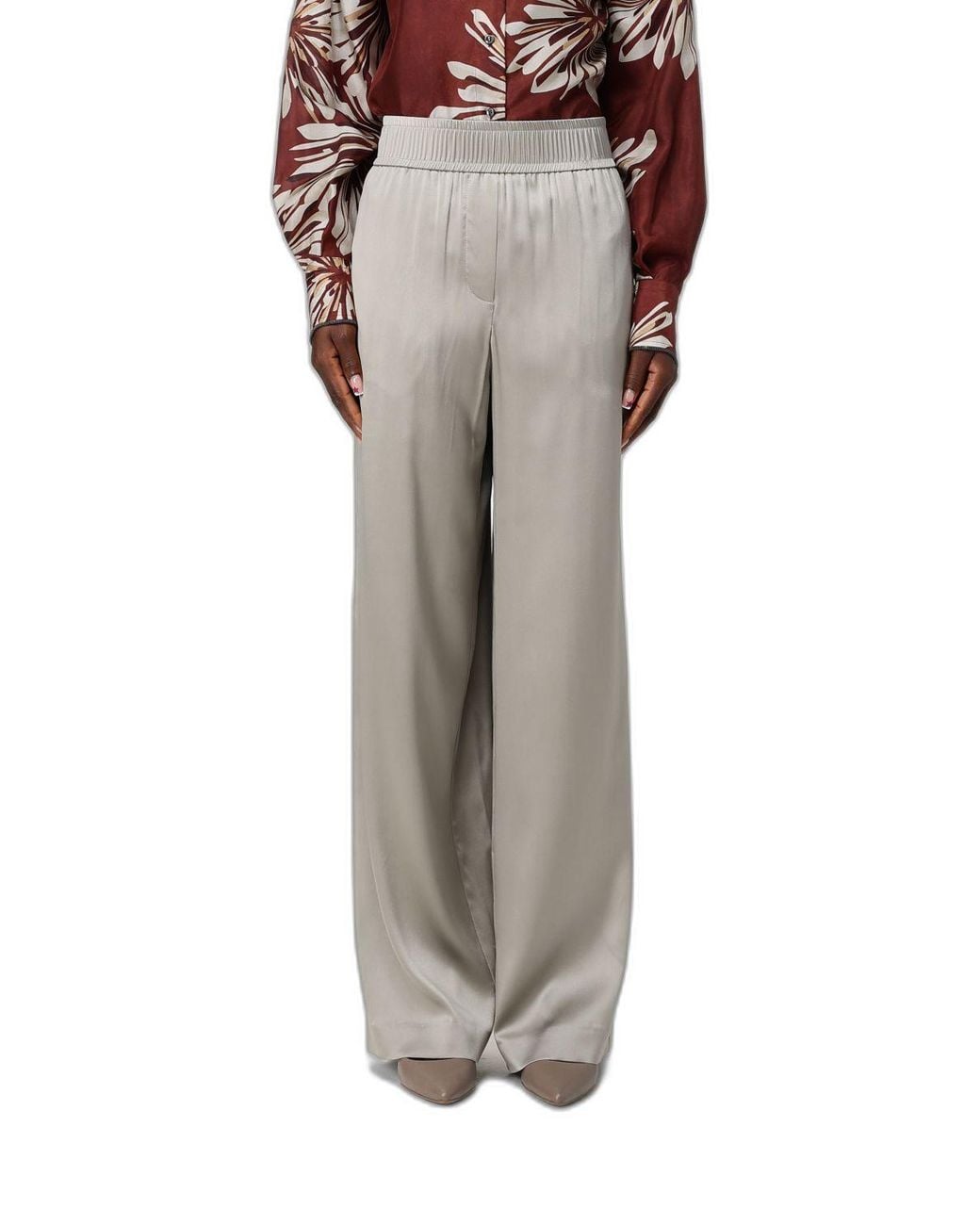 Brunello Cucinelli Green Silk Satin Track Pants