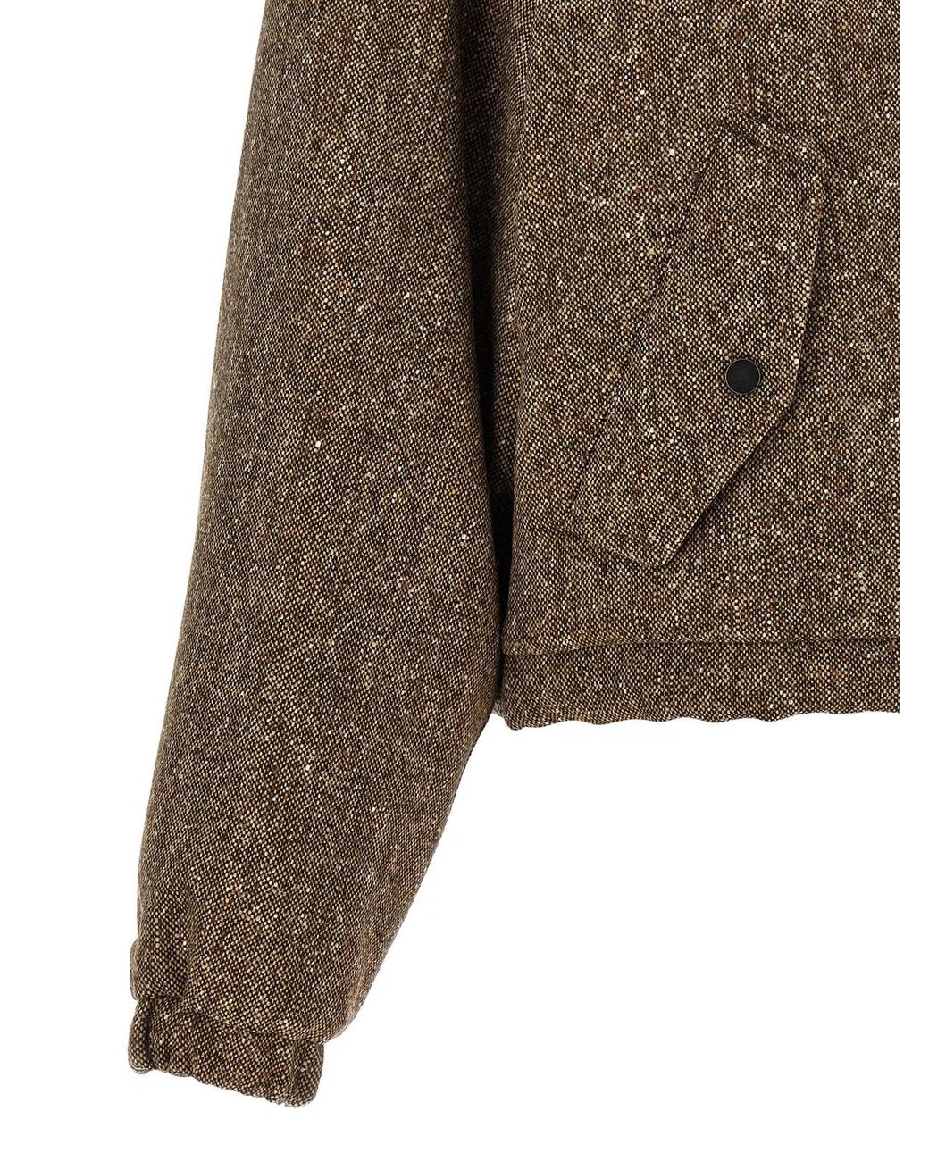 Brunello Cucinelli Brown Donegal Tweed Down Jacket