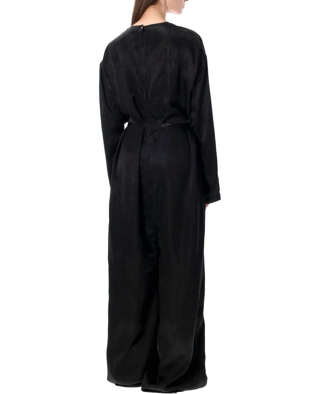 Rick Owens Black Ls Long Satin Jumpsuit