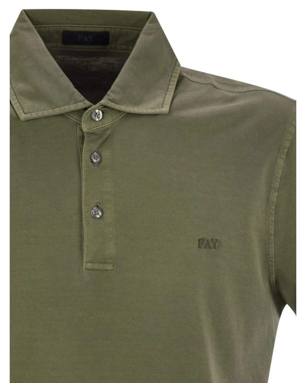 Fay Green Cotton Jersey Polo Shirt for men